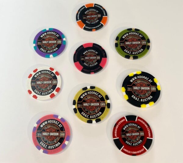 Harley Davidson Poker Chips, rund und bunt