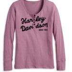 Harley-Davidson Damen Suspension Scoop Neck Henley - Dusky Orchid 96244-23VW