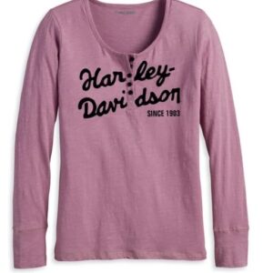Harley-Davidson Damen Suspension Scoop Neck Henley - Dusky Orchid 96244-23VW