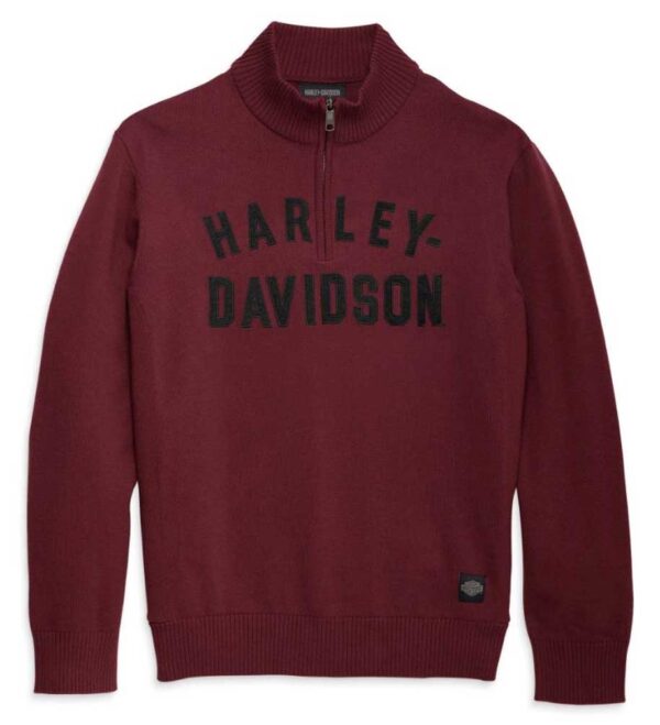 Harley-Davidson Herren Basic-Pullover mit 1/4-Reißverschluss Tawny Port 96312-23VM