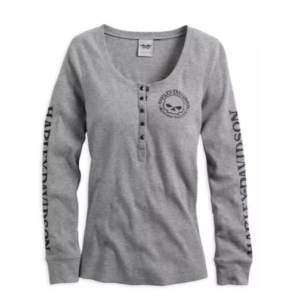 Harley-Davidson Damen langarm Shirt Skull grau 99143-14VW