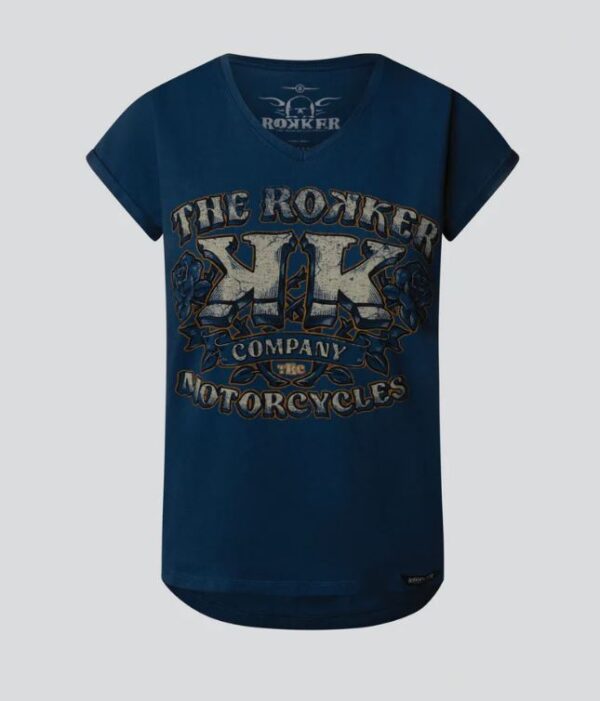  The Rokker Damen T-Shirt Savage Roses blau C4006705