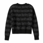 Schwarzer Pulli der Marke Harley-Davidson mit mehreren Schriftzügen