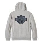 grauer Männer Hoodie von Harley-Davidson mit rotem Karomuster innen