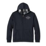 Harley-Davidson Herren Hoodie schwarz mit karriertem Innenfutter