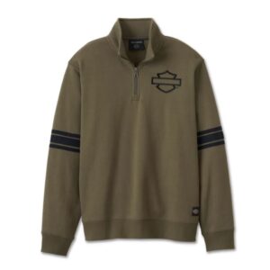 Olivgrüner Pullover von Harley-Davidson mit Zip bis zur Brust