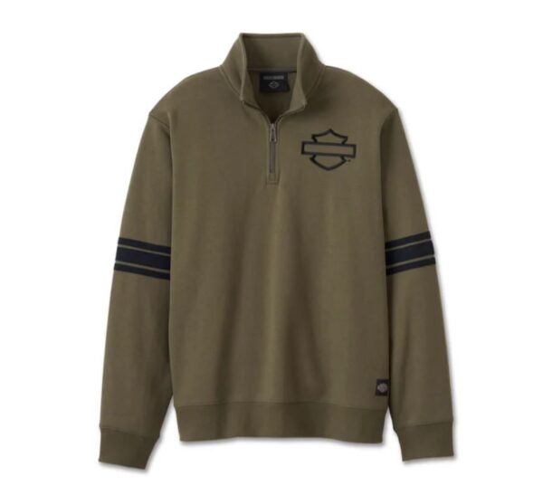 Olivgrüner Pullover von Harley-Davidson mit Zip bis zur Brust