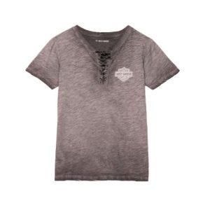 Harley-Davidson Damen T-Shirt Throttle Lace-up grau 96224-23VW