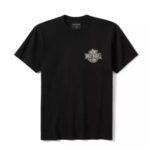 Schwarzes Kurzarm Shirt mit Skizzengrafik