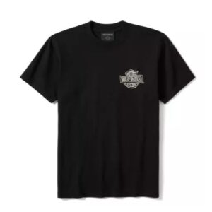 Schwarzes Kurzarm Shirt mit Skizzengrafik