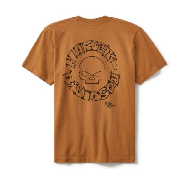 Harley-Davidson Kurzarmshirt hellbraun mit Skizzenzeichnung