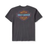 graues Retro Shirt mit Adler vorne und Harley Bar & Shield hinten