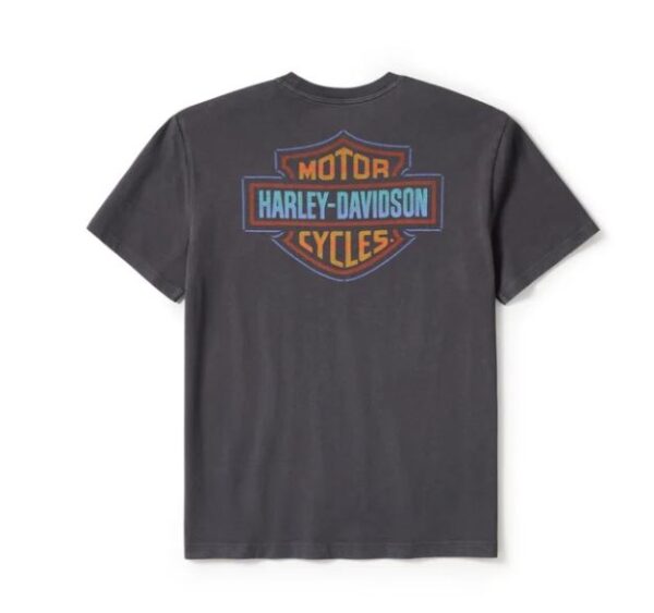 graues Retro Shirt mit Adler vorne und Harley Bar & Shield hinten
