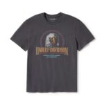 graues Retro Shirt mit Adler vorne und Harley Bar & Shield hinten
