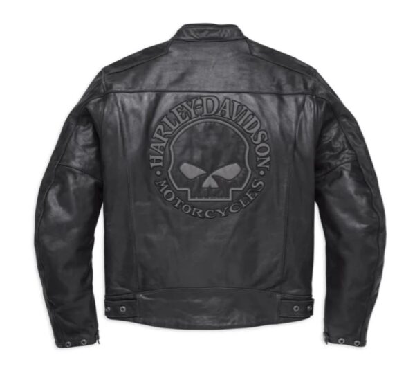 Lederjacke schwarz mit Totenkopf am Rücken