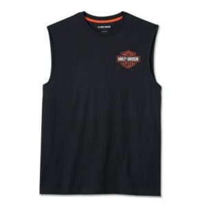 Ärmelloses schwarzes Shirt von Harley-Davidson mit Bar&Shield am Rücken