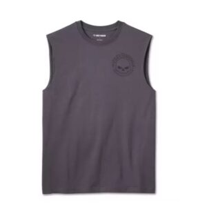 Ärmelloses graues Shirt mit Willie G. Skull am Rücken