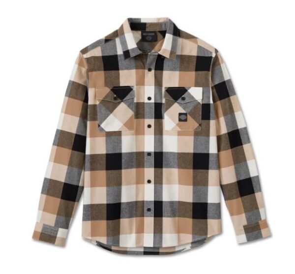 Beige-schwarzes Karohemd von Harley-Davidson