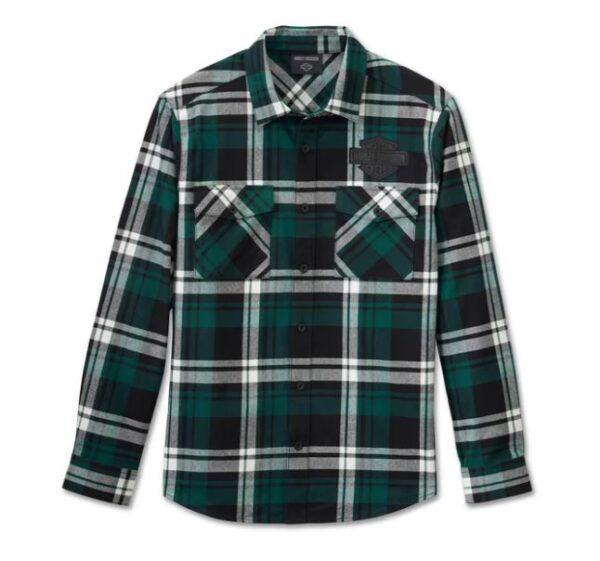 Langarm Karohemd grün weiß von Harley-Davidson