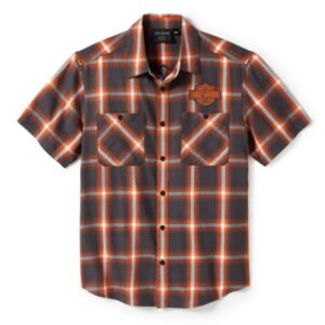 Harley-Davidson Herren Hemd Bar & Shield Short Sleeve Plaid Orange 96402-25VM