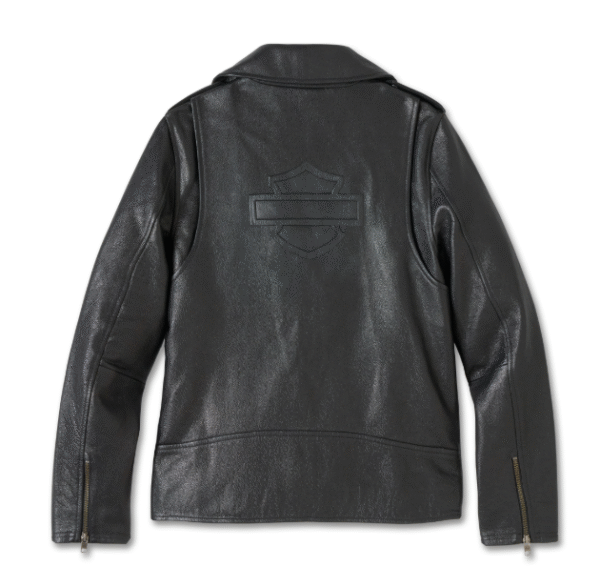 schwarze Damenlederjacke im Bikerstil von Harley-Davidson