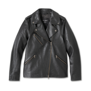 schwarze Damenlederjacke im Bikerstil von Harley-Davidson