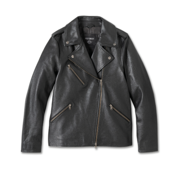schwarze Damenlederjacke im Bikerstil von Harley-Davidson