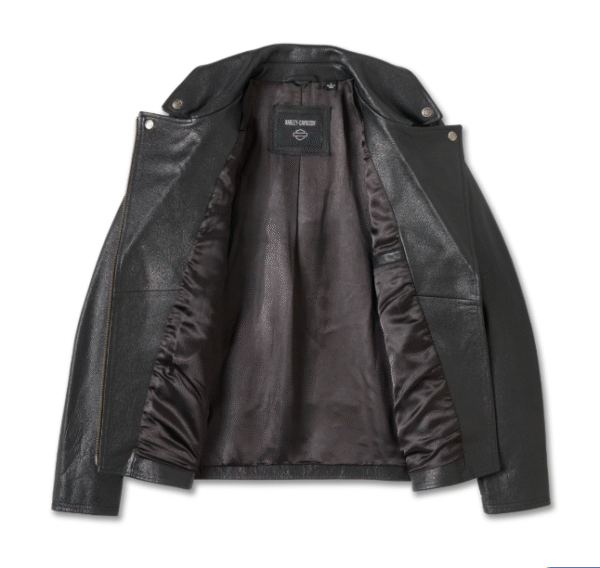 schwarze Damenlederjacke im Bikerstil von Harley-Davidson