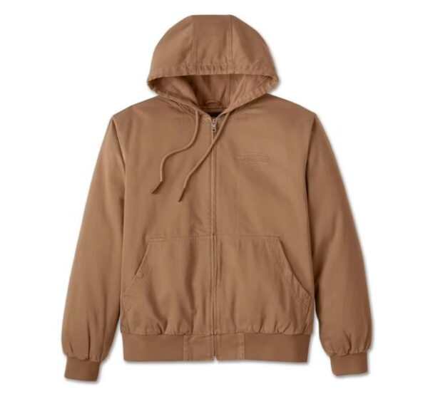 beige Freizeitjacke von Harley-Davidson mit Stick am Rücken