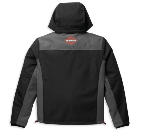 Softshelljacke von Harley-Davidson schwarz mit oranger Schrift