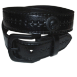 Ledergürtel von Harley mit Relief Skulls an der Seite