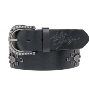 Damen Ledergürtel mit schwarzen Ziersteinen