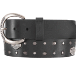 Ledergürtel schwarz mit Metallemblemen
