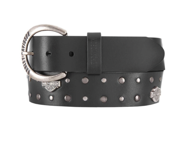 Ledergürtel schwarz mit Metallemblemen