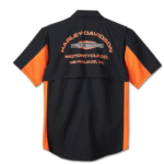 orange/schwarzes Kurzarmhemd von Harley-Davidson