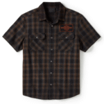 Kariertes Kurzarmhemd mit Harley-Davidson Stick am Rücken