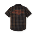 Kariertes Kurzarmhemd mit Harley-Davidson Stick am Rücken