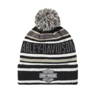 Harley-Davidson Beanie Hat Stripe Pom weiß/schwarz 97772-25VX