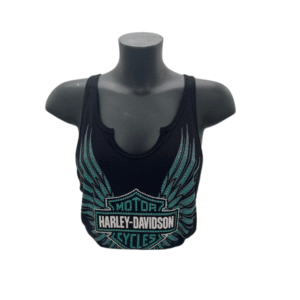 Tank Top mit Harley-Davidson Glitzerschrift Türkis