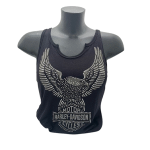Ärmelloses Glitzershirt von Harley-Davidson mit Adler vorne