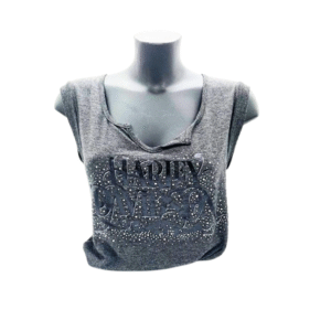 Damen Glitzershirt grau Glitzerschrift Harley-Davidson