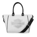 weiße große Damenhandtasche mit Glitzer Harley-Davidson Zeichen