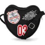 Herzförmige Tasche von Harley-Davidson schwarz mit bunten Patches
