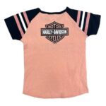 Harley-Davidson Kinder T-Shirt rosa mit gestreiften Ärmeln 1029346