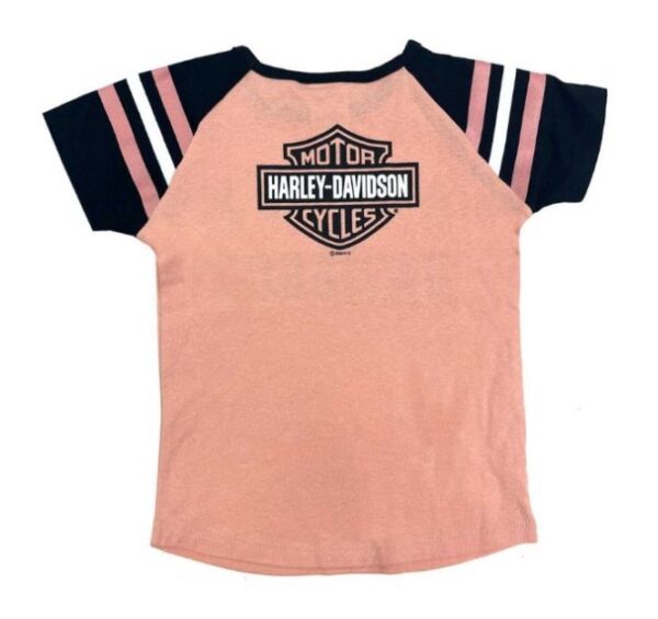 Harley-Davidson Kinder T-Shirt rosa mit gestreiften Ärmeln 1029346