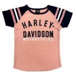 Harley-Davidson Kinder T-Shirt rosa mit gestreiften Ärmeln 1029346