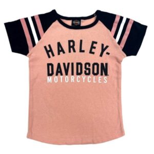 Harley-Davidson Kinder T-Shirt rosa mit gestreiften Ärmeln 1029346