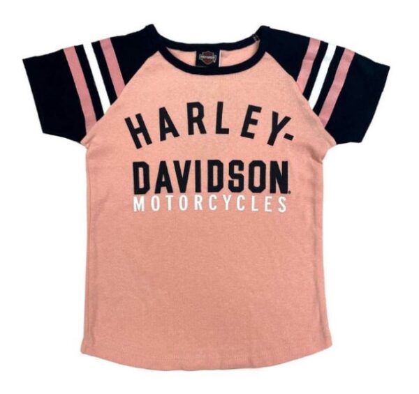 Harley-Davidson Kinder T-Shirt rosa mit gestreiften Ärmeln 1029346