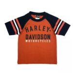 Harley-Davidson Kinder T-Shirt orange mit gestreiften Ärmeln 1079347