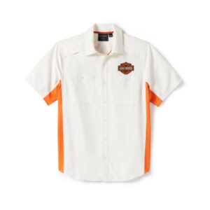 Harley-Davidson Kurzarmhemd dünn weiß orange